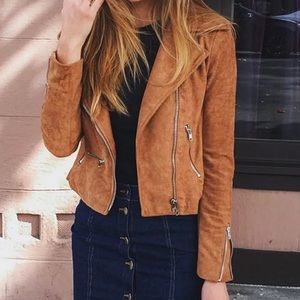 Tan suede moto jacket